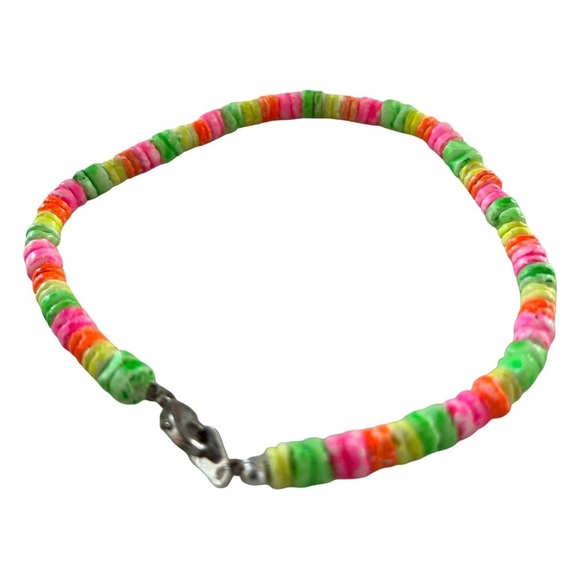 Colorful Rainbow Puka Shell Beaded Anklet - Picture 3 of 5